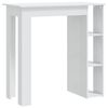 vidaXL Mesa bar con estante contrachapada blanco brillo 102x50x103,5cm