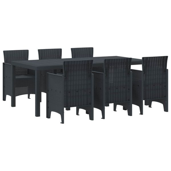 vidaXL Conjunto de Comedor de Jard&iacute;n 7 pcs Antracita Polipropileno