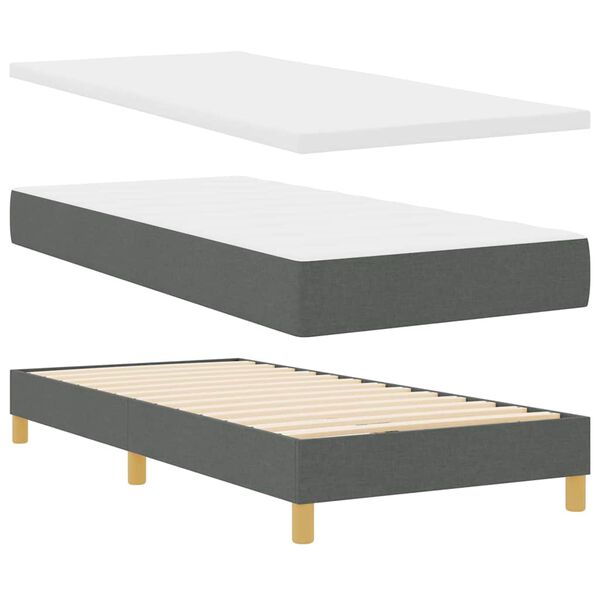 vidaXL Cama tipo Box Spring con colch&oacute;n Gris oscuro 80 x 200 cm tela