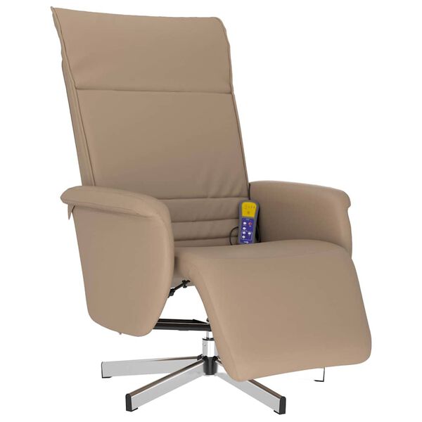 vidaXL Sill&oacute;n reclinable masaje reposapi&eacute;s cuero sint&eacute;tico capuchino