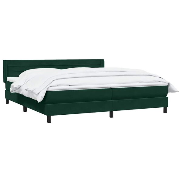 vidaXL Cama box spring con colch&oacute;n terciopelo verde oscuro 180x210 cm