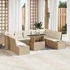 vidaXL Conjunto de sof&aacute; de jard&iacute;n 10 pcs Beige Polirat&aacute;n