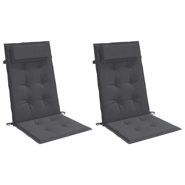 vidaXL Cojines de silla respaldo alto 2 uds tela Oxford gris antracita
