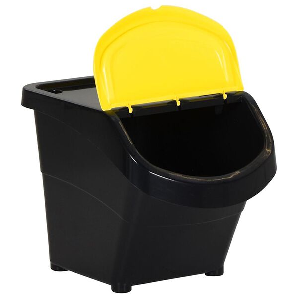 vidaXL Cubos de basura apilables con tapa 3 uds PP negro 78 L