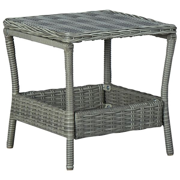 vidaXL Mesa de jard&iacute;n rat&aacute;n sint&eacute;tico gris claro 45x45x46,5 cm