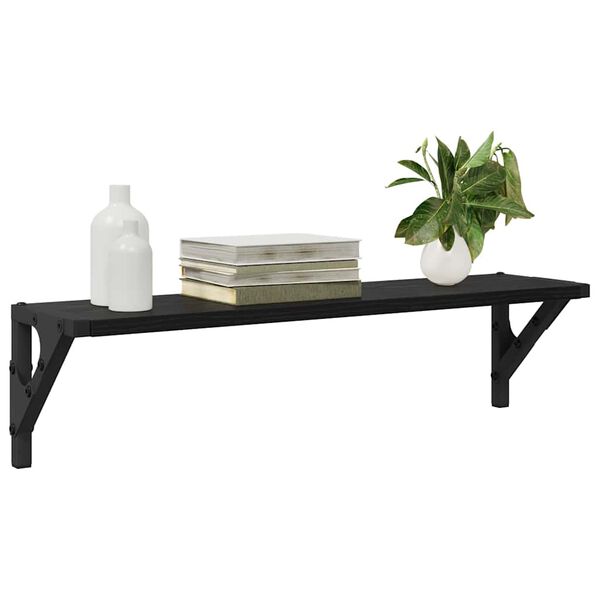 vidaXL Estanterías de pared 2 pcs Roble Negro 60 x 15 x 15,5 cm
