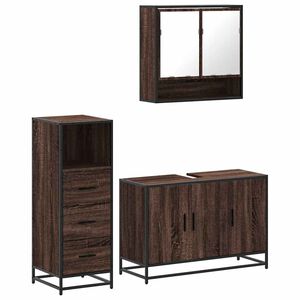 vidaXL Set de muebles ba&ntilde;o 3 pzas madera contrachapada roble marr&oacute;n