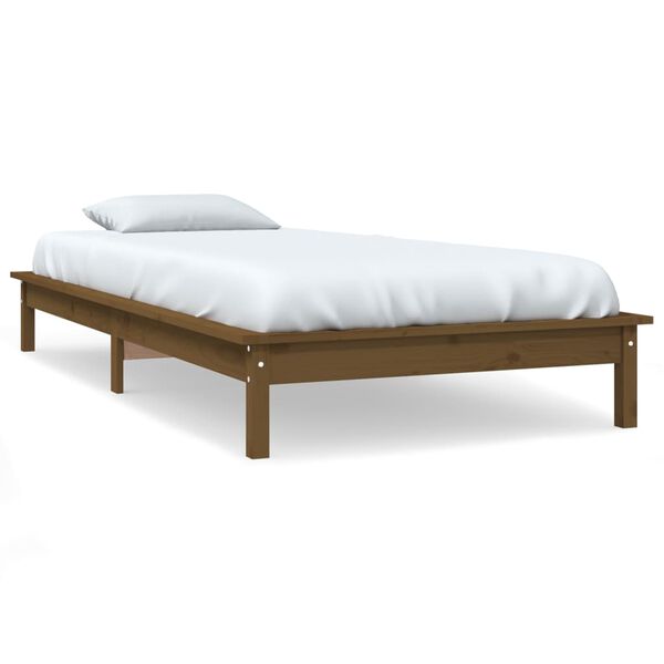 vidaXL Estructura de cama madera maciza pino marr&oacute;n miel 90x200 cm