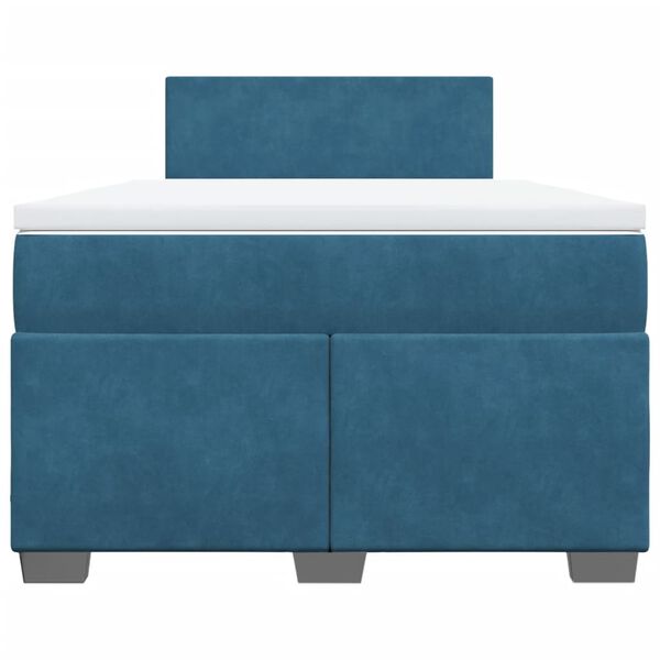 vidaXL Cama box spring con colch&oacute;n terciopelo azul oscuro 120x200 cm