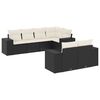 vidaXL Set de comedor de jard&iacute;n 7 pzas y cojines rat&aacute;n sint&eacute;tico negro