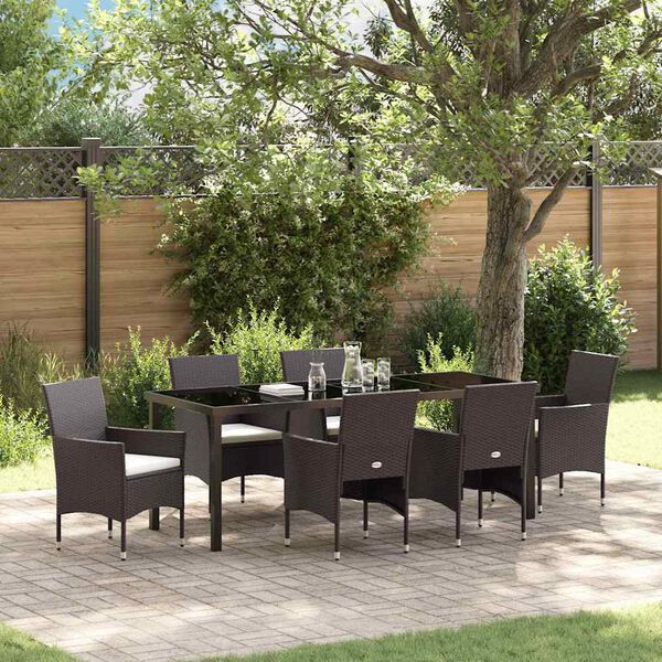 vidaXL Conjunto de Comedor de Jard&iacute;n 7 pcs Marr&oacute;n rat&aacute;n sint&eacute;tico