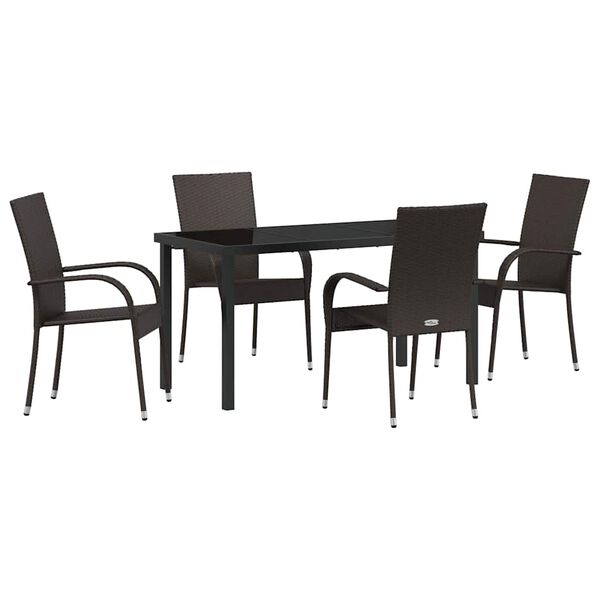 vidaXL Conjunto de Comedor de Jard&iacute;n 5 pcs Marr&oacute;n