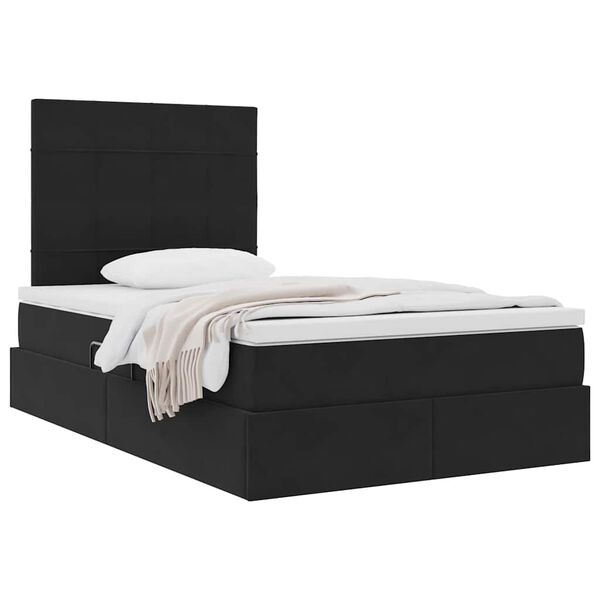 vidaXL Cama con almacenamiento y colch&oacute;n Negro 120 x 190 cm Terciopelo