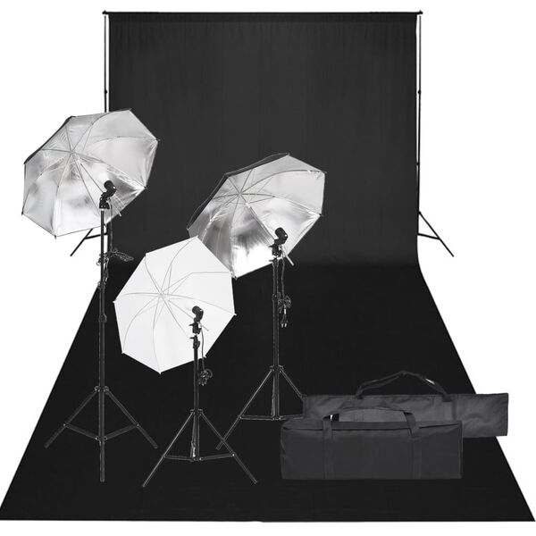 vidaXL Kit de estudio fotográfico con set de luces y fondo