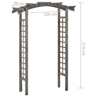 vidaXL Arco enrejado de madera de pino impregnada gris 150x50x210 cm