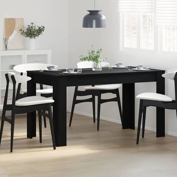 vidaXL Mesa de Comedor Roble Negro 140 x 74,5 x 76 cm ratán sintético