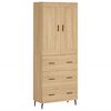 vidaXL Aparador alto madera contrachapada color roble 69,5x34x180 cm