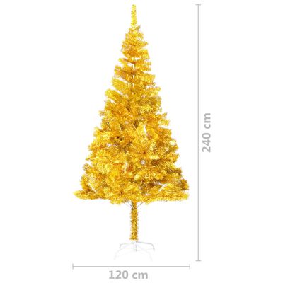 vidaXL Árbol de Navidad preiluminado con luces y bolas dorado 240 cm