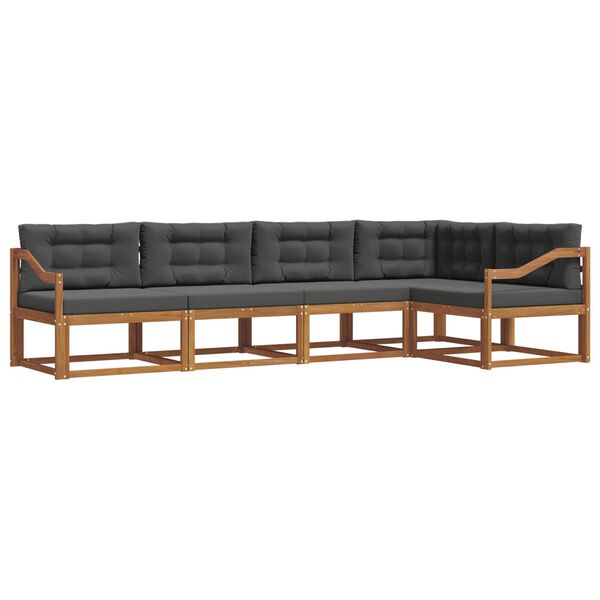 vidaXL Conjunto de sof&aacute;s de exterior 5 pcs Natural y Antracita