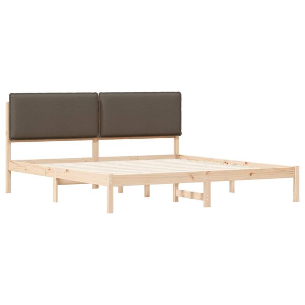 vidaXL Estructura de Cama con Cabecera Tapizada Taup&eacute; 180 x 200 cm