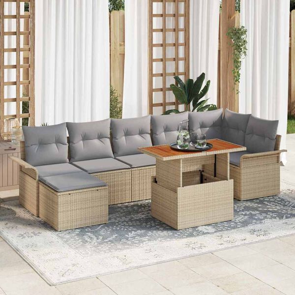 vidaXL Conjunto de sof&aacute; de jard&iacute;n con coj&iacute;n 8 pcs beige y gris claro