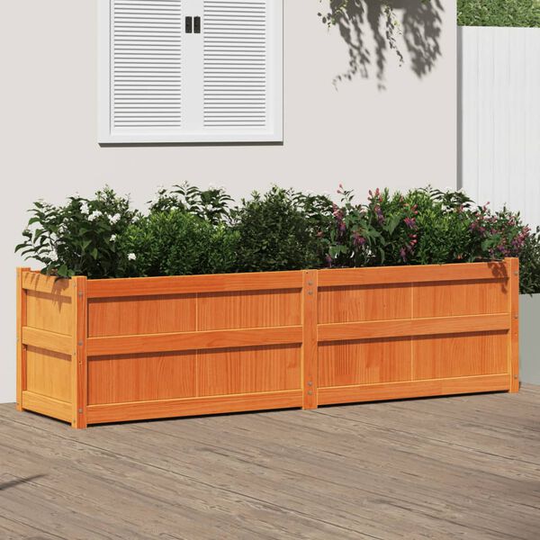 vidaXL Jardinera exterior madera maciza pino marrón cera 180x50x50cm
