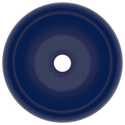 vidaXL Lavabo de lujo redondo cerámica azul oscuro mate 40x15 cm
