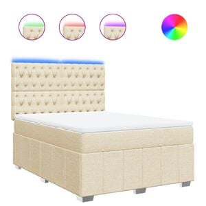 vidaXL Cama box spring con colch&oacute;n tela color crema 140x200 cm