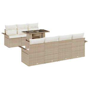 vidaXL Conjunto de sof&aacute; de jard&iacute;n 8 uds. Beige