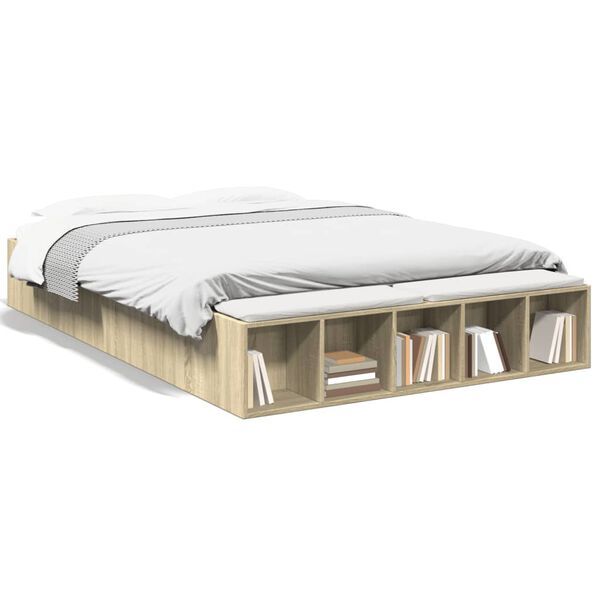 vidaXL Estructura de cama madera de ingenier&iacute;a roble Sonoma 160x200 cm