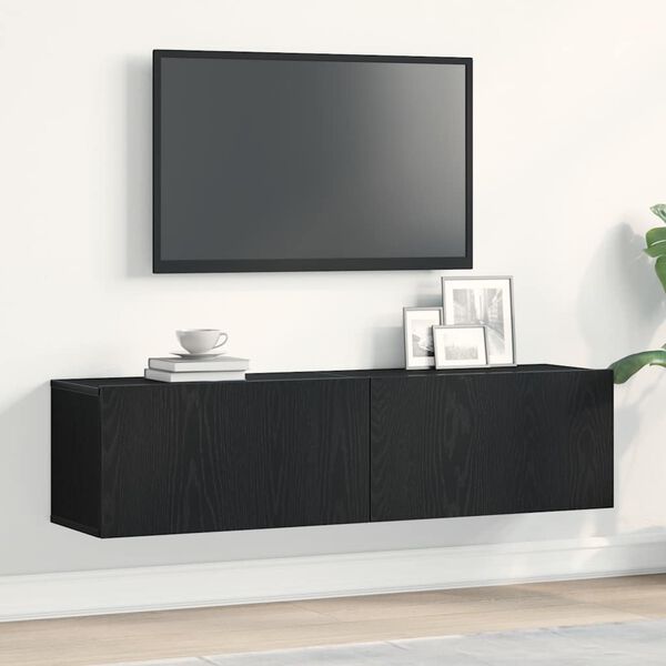 vidaXL Mueble de TV de madera de roble negro 120x30x30,5 cm