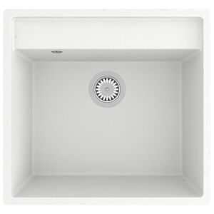 vidaXL Fregadero de cocina con rebosadero granito blanco