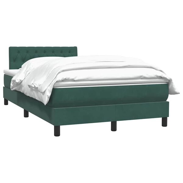 vidaXL Cama box spring con colch&oacute;n terciopelo verde oscuro 120x220 cm