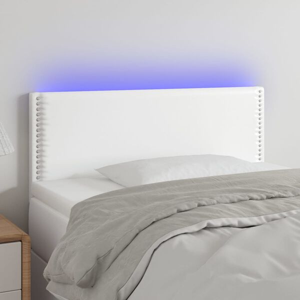 vidaXL Cabecero con LED cuero sint&eacute;tico blanco 80x5x78/88 cm