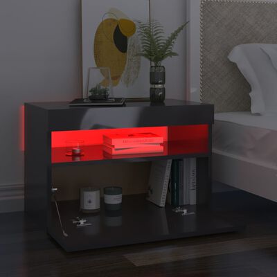 vidaXL Muebles de TV con luces LED 2 uds gris brillante 60x35x40 cm