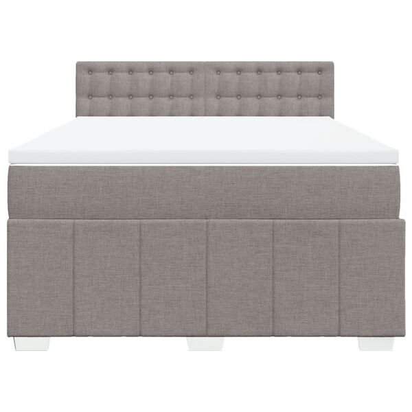 vidaXL Cama box spring con colch&oacute;n tela gris taupe 140x200 cm