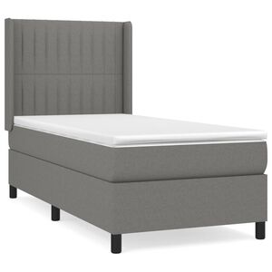 vidaXL Cama box spring con colch&oacute;n tela gris oscuro 90x190 cm