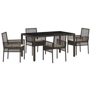 vidaXL Conjunto de Comedor de Jard&iacute;n 5 pcs Marr&oacute;n rat&aacute;n sint&eacute;tico