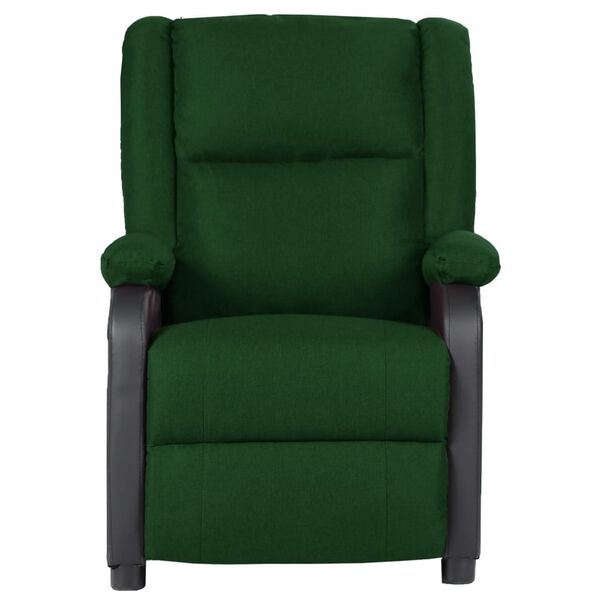 vidaXL Sillón de masaje de cuero sintético y tela verde