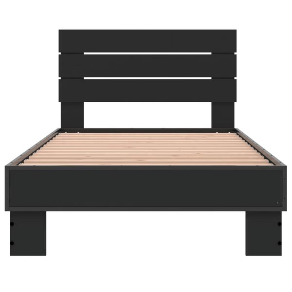 vidaXL Estructura de cama madera de ingenier&iacute;a y metal negra 75x190 cm