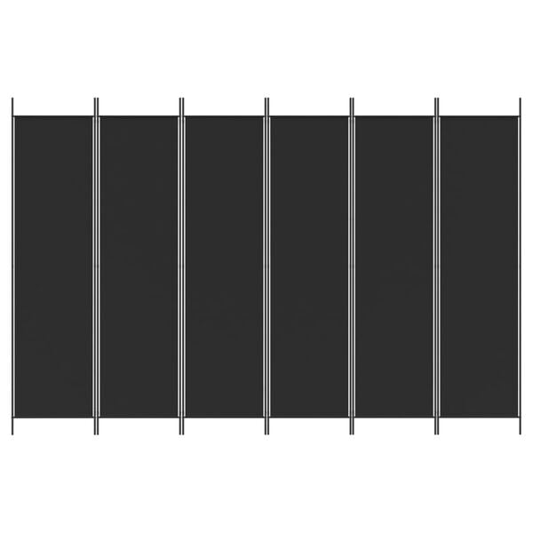 vidaXL Biombo divisor de 6 paneles de tela negro 300x200 cm