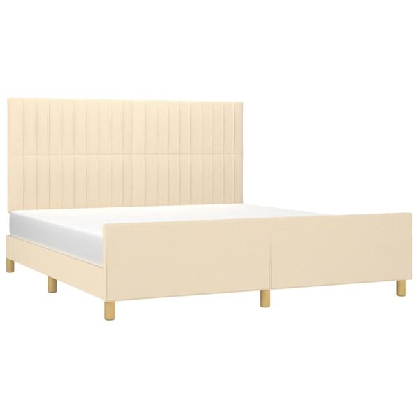 vidaXL Cama sin colch&oacute;n tela color crema 180x200 cm