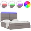 vidaXL Cama con tira de luces LED con cabecera Taup&eacute; 180 x 200 cm tela