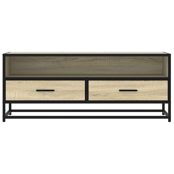 vidaXL Mueble TV metal y madera ingenier&iacute;a roble Sonoma 100x34,5x40 cm