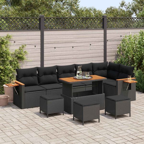 vidaXL Conjunto de sof&aacute;s de jard&iacute;n 12 pcs Negro rat&aacute;n sint&eacute;tico