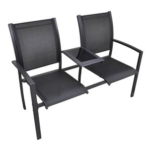 vidaXL Banco de jard&iacute;n 2 personas acero y textileno negro 131 cm