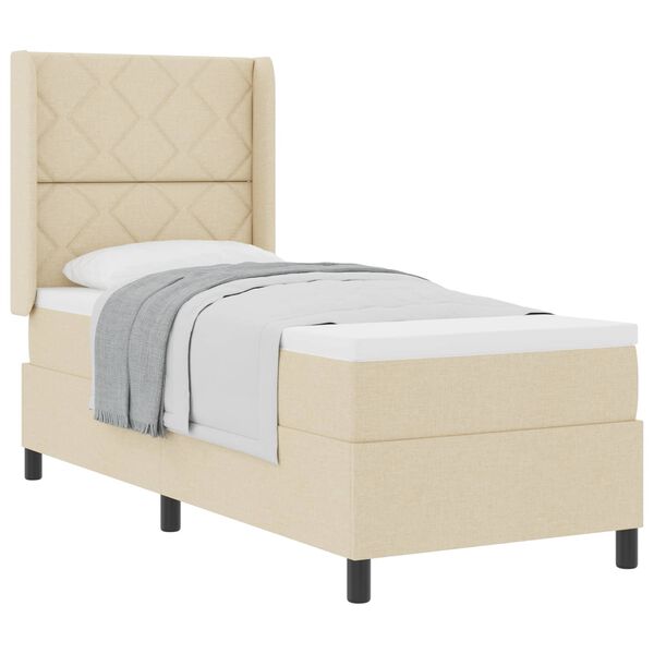 vidaXL Cama tipo Box Spring con colch&oacute;n Crema 80 x 200 cm tela
