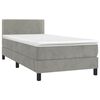 vidaXL Cama box spring colch&oacute;n y LED terciopelo gris claro 80x200 cm