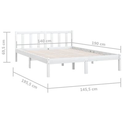 vidaXL Estructura de cama de madera de pino maciza blanca 140x190 cm