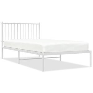 vidaXL Estructura cama sin colch&oacute;n con cabecero metal blanco 100x200cm